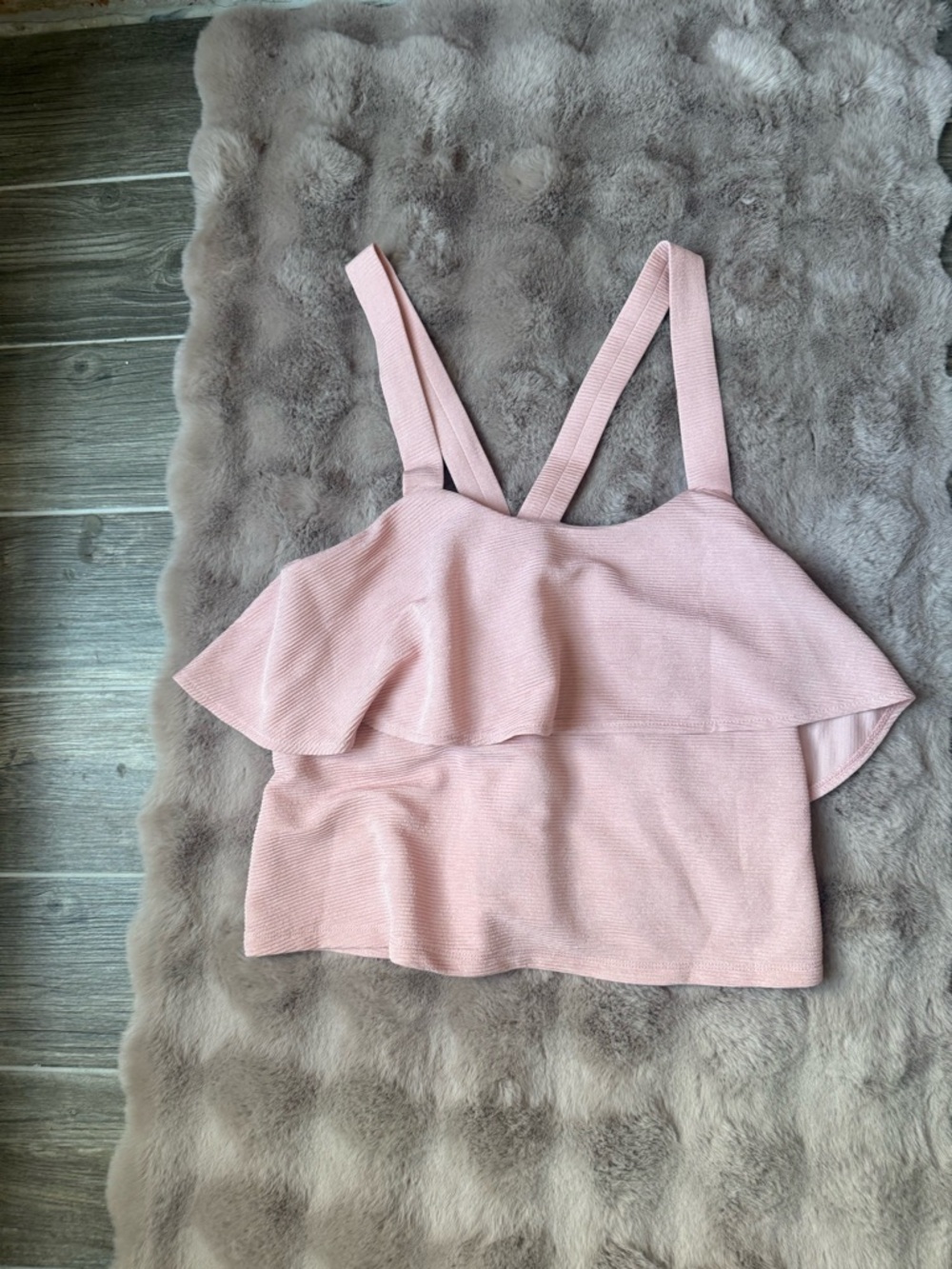 Madewell pink ruffle tank top, size large